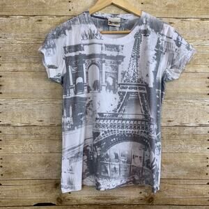 Walt Disney Eiffel Tower Tee Gray Graphic T-Shirt Girls XL or Ladies XS